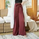 Cropped Camisole Top / Lace Trim Open Front Jacket / High Waist Wide-leg Pants