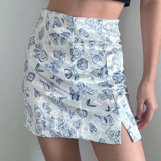 High-waist Plain Slit Skort