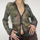 Camo Print Zip-up Shirt