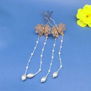 Butterfly Faux Pearl Hair Stick / Set