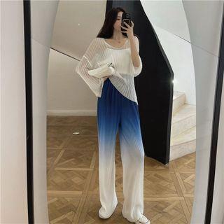 Camisole Top / Plain Knit Top / Ombre Wide Leg Pants / Set