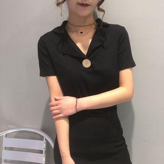 Short-sleeve V-neck Polo Shirt