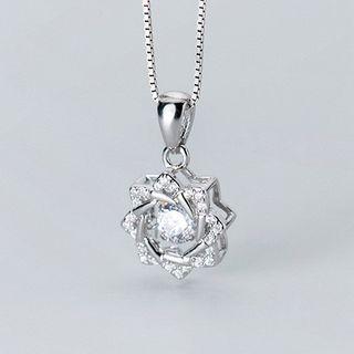 Rhinestone Star Necklace Pendant Only - Silver - One Size