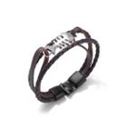 Simple Personality Fishbone Multilayer Brown Leather Bracelet Silver - One Size