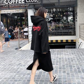 Set: Letter Hoodie + Midi Skirt