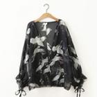 Printed Chiffon Light Jacket Black - One Size