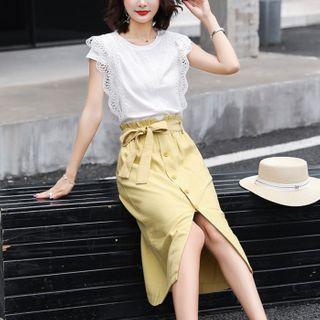 Button-up Midi Pencil Skirt