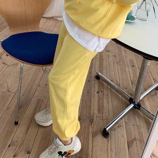 Set: Vivid-color Loose-fit Pullover + Jogger Pants