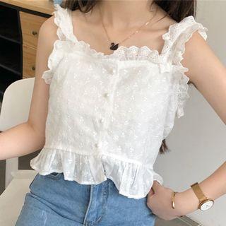 Frill-trim Perforated Vest