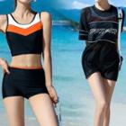 Set: Tankini + Short-sleeve Lettering Cover-up