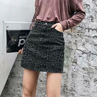 Zebra Print Mini Fitted Denim Skirt