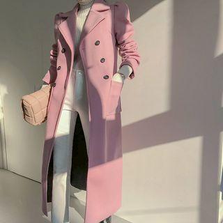 Puff-shoulder A-line Pastel Coat