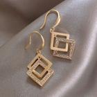 Rhinestone Alloy Square Dangle Earring 1 Pair - As Shown In Figure - One Size