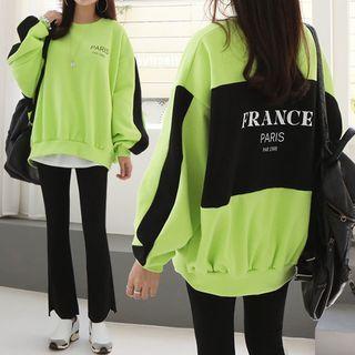 Contrast-panel Letter-printed Oversized Sweatshirt