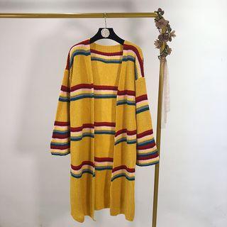 Striped Long Light Jacket Yellow - One Size