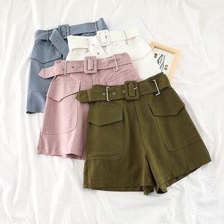 Pocket Detail High Waist Shorts