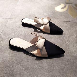 Pointed-toe Slippers Bow Mules