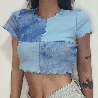 Short-sleeve Tie-dyed Panel Cropped T-shirt