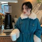 Drawstring-waist Fleece Panel Jacket