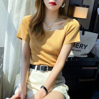 Square-neck Light Knit Top In 7 Colors