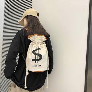 Print Drawstring Backpack White - One Size