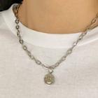Smile Pendant Chain Necklace Silver - One Size