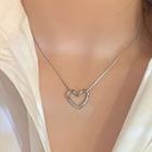 Hollow Heart Necklace 1 Pc - Silver - One Size