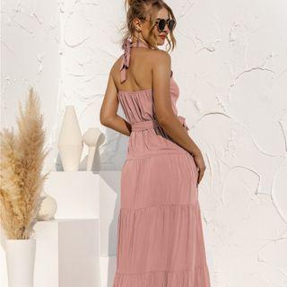 Halter Neck Maxi A-line Dress
