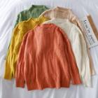 Mock-neck Loose-fit Knit Sweater
