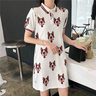 Dog Printed Short-sleeve Polo Dress