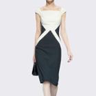 Color Block Cap Sleeve Sheath Dress