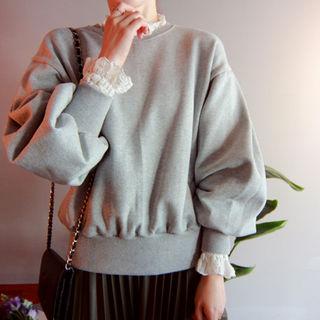 Brushed Fleece Lined Balloon-sleeve Sweatshirt