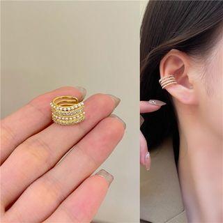Layered Rhinestone Alloy Cuff Earring 1 Pc - Cuff Earring - Gold - One Size