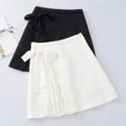 Bow Pleated A-line Skirt