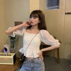 Short-sleeved Wave Point Chiffon Top