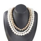 Faux Pearl Layered Choker 1pc - Gold & White - One Size