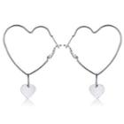 Heart Alloy Dangle Earring 51568 - 1 Pair - Silver - One Size