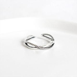 925 Sterling Silver Layered Wave Open Ring Silver - One Size