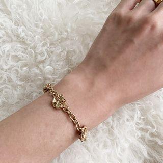 Flower Charm Chain Bracelet Gold - One Size