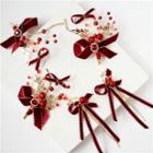 Wedding Bow & Branches Hair Clip / Fringed Earring