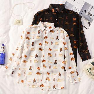 Animal Printed Long-sleeve Shirt