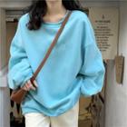 Plain Loose-fit Sweatshirt As Figure - One Size