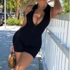 Sleeveless Collared Playsuit