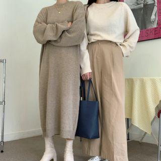 Drop-shoulder Maxi Knit Dress