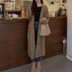 Buttoned Cable-knit Long Cardigan