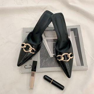 Chain-accent Heeled Pointy Mules