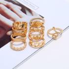 Set Of 9: Retro Alloy Ring (assorted Designs) Set - Gold - One Size