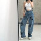 Butterfly Printed Loose-fit Jeans