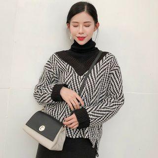 V-neck Side-slit Sweater