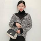 V-neck Side-slit Sweater